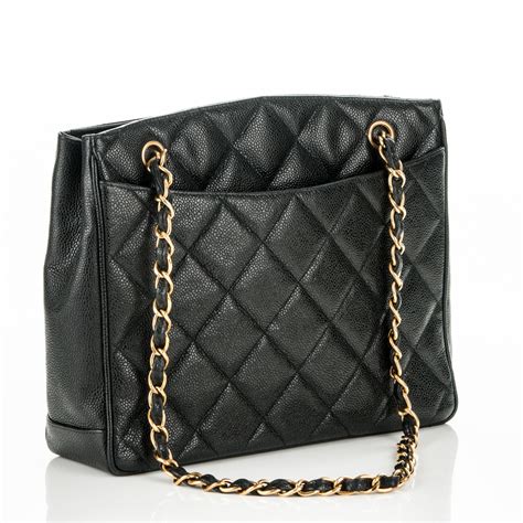 CHANEL Caviar Quilted CC Pocket Bucket Bag Black